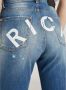 John Richmond Hoog getailleerde jeans met veren effect en logo op de achterkant Blauw Dames - Thumbnail 2