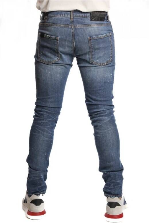 John Richmond Slim-Fit Distressed Jeans Blauw Heren
