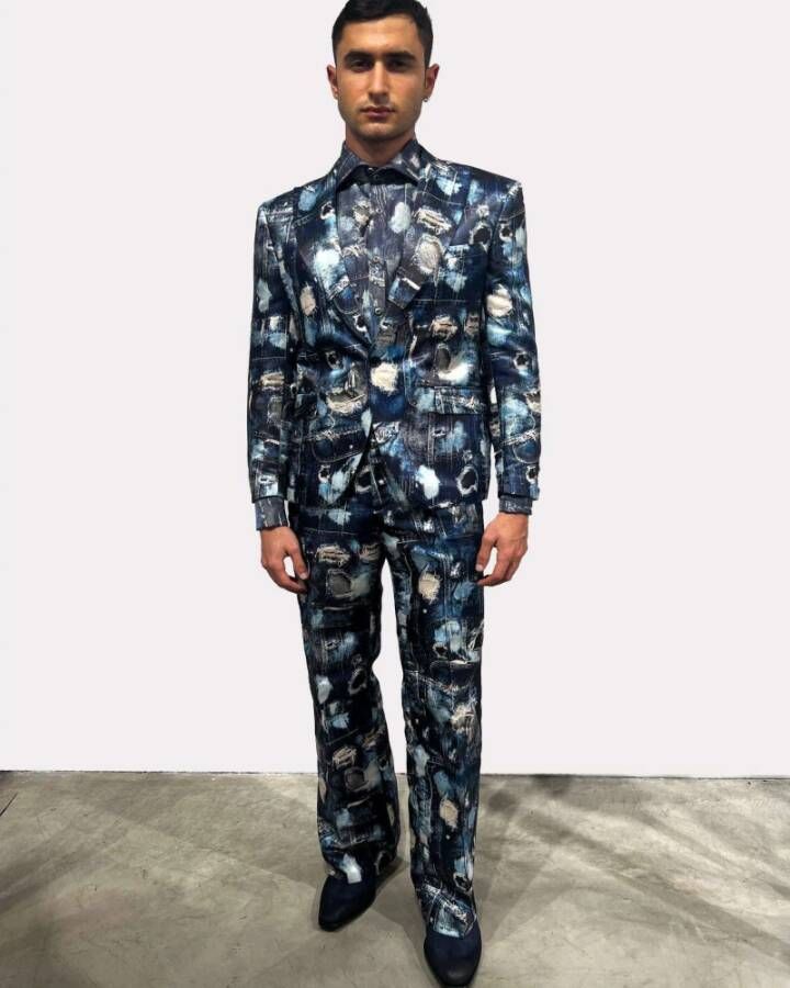 John Richmond Klassieke Denim Jas met Iconisch Catwalk Patroon Meerkleurig Heren