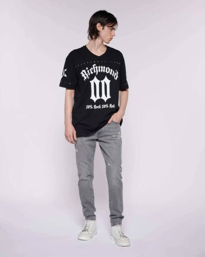 John Richmond Oversized T-shirt met contrasterende print Zwart Heren