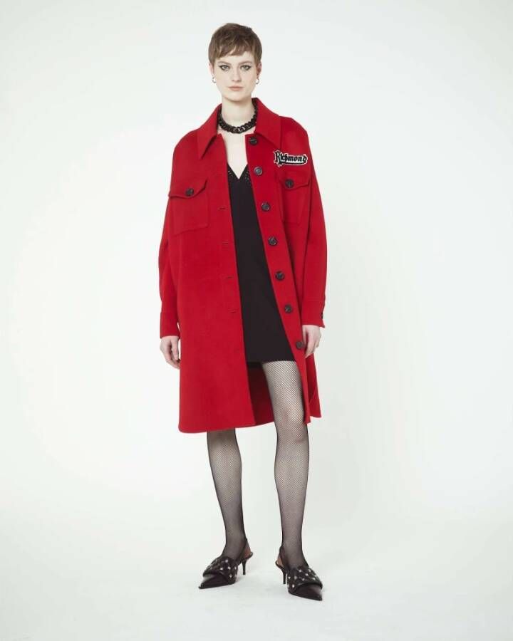 John Richmond Shirt Effect -jas en geborduurd logo Rood Dames