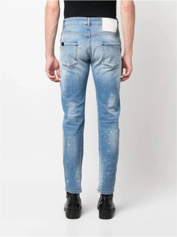 John Richmond Heren Slim-Fit Vintage Denim Jeans Blauw Heren