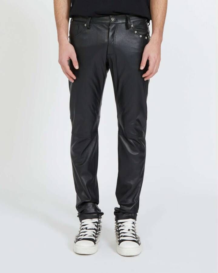 John Richmond Slim-Fit Kunstleren Broek Zwart Heren