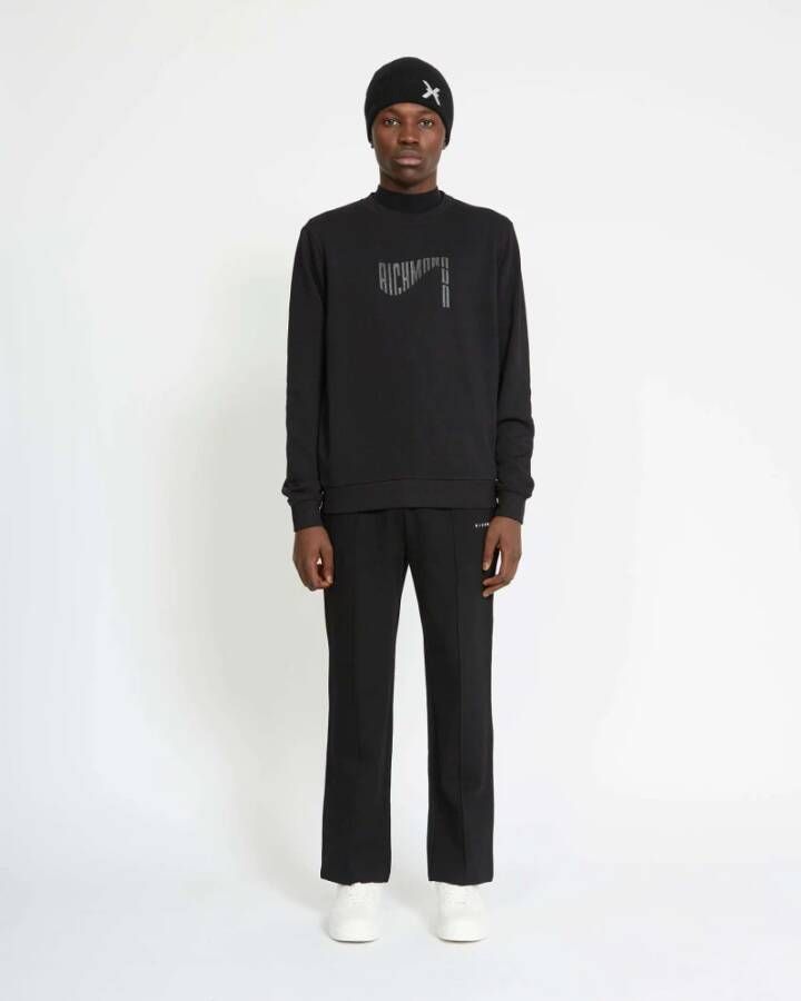 John Richmond Sweatshirt met contrastlogo en grafische print Zwart Heren