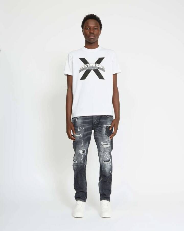 John Richmond Logo Print T-Shirt Wit Heren