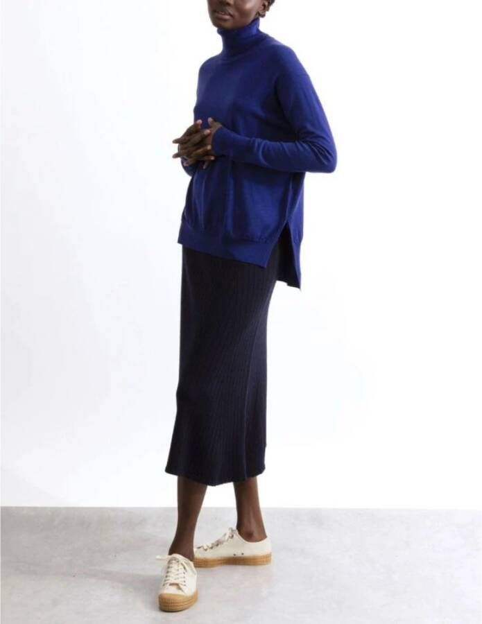 John Smedley Ontspannen pasvorm Merino Wol Jersey Blauw Dames