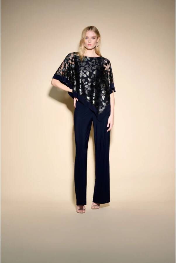 Joseph Ribkoff Flatterende V-Hals Ruches Blouse Blauw Dames