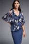 Joseph Ribkoff Bloemen Chiffon Overlay Midi Jurk Blauw Dames - Thumbnail 2