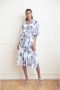 Joseph Ribkoff Bloemen wikkeljurk Blauw Dames - Thumbnail 2