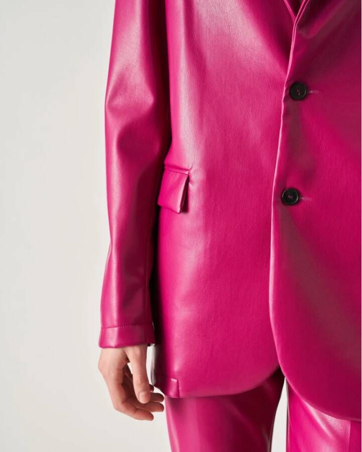 Jucca Satijnen jasje met contrastknopen Gemaakt in Italië Roze Dames
