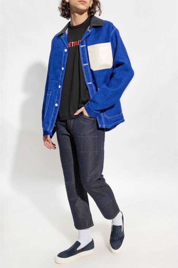 Junya Watanabe Spijkerbroek met patches Blauw Heren