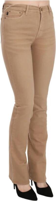 Just Cavalli Brown Cotton Stretch Mid Waist Skinny Trousers Pants Bruin Dames