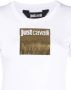 Just Cavalli Witte korte mouwen katoenen T-shirt met gouden print en logo White Dames - Thumbnail 2