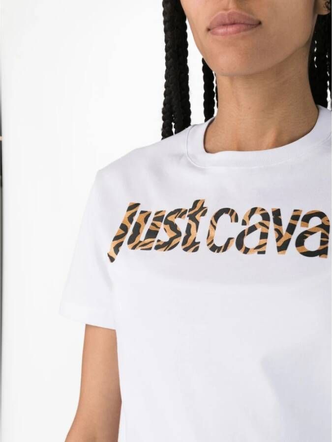 Just Cavalli Stijlvolle witte katoenen T-shirt voor vrouwen Wit Dames
