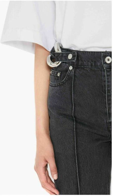 JW Anderson Zwarte Cropped Jeans met Kettingdetail Zwart Dames
