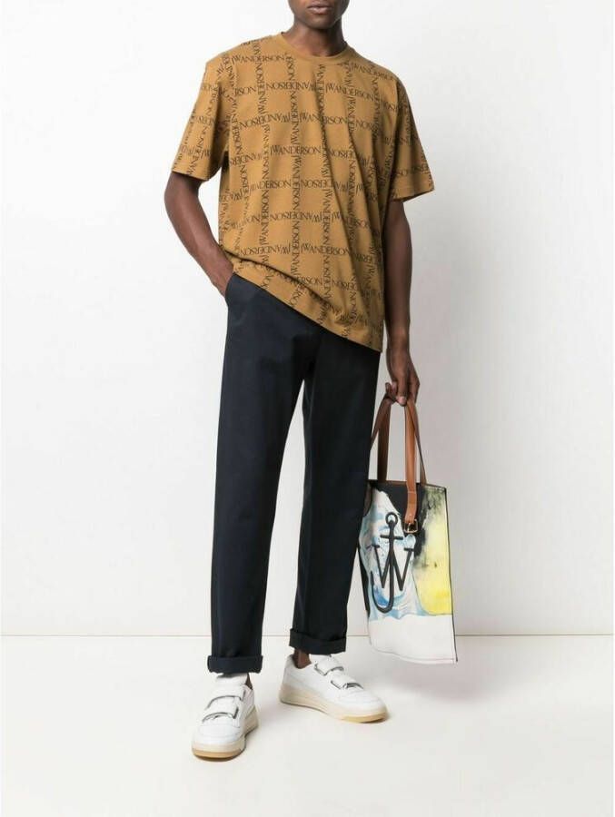 JW Anderson Gedrukt logo via T-shirt Bruin Heren