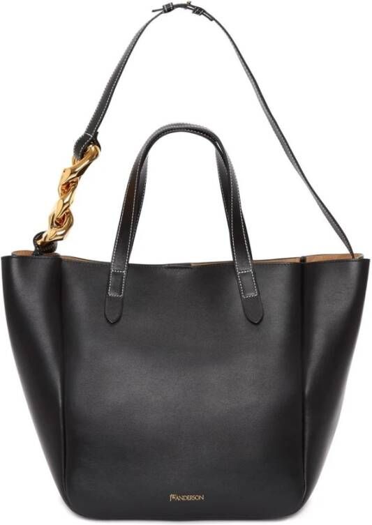 JW Anderson Zwarte Leren Schoudertas met Kettingdetail Zwart Dames