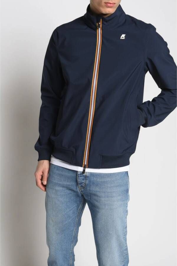 K-way Heren Nylon Jas met Koreaanse Kraag en Ritssluiting Blue Heren - Foto 9