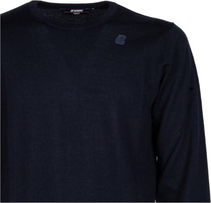 K-way Diepblauwe Merino Wol Trui Blauw Heren