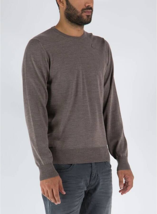 K-way Klassieke Crew Neck Wollen Trui Brown Heren