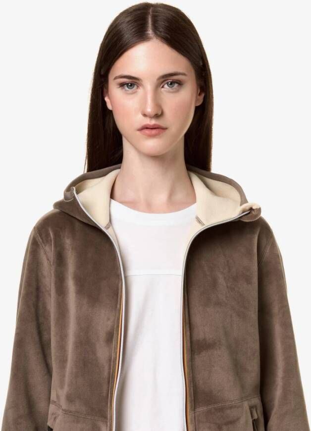 K-way Lily Velour Polar Double Jas Beige Dames