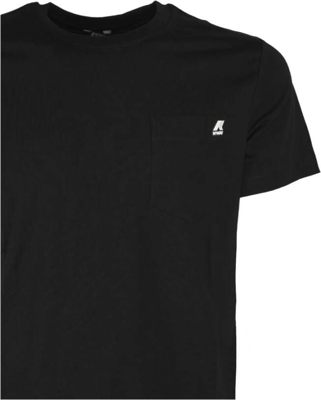 K-way Sportieve Zwarte Jersey T-Shirt met Borstzak Black Heren