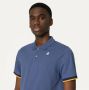 K-way Stretch Katoenen Poloshirt met Gestreepte Randen Blue Heren - Thumbnail 2