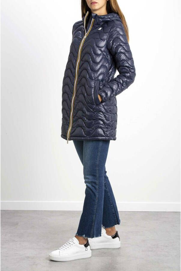 K-way Logo-Patch Quilted Jacket Blauw Dames