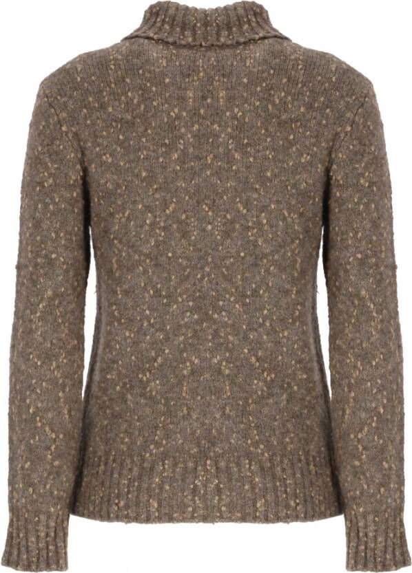 Kangra Gezellige Bruine Trui met Contrasterende Details Brown Dames