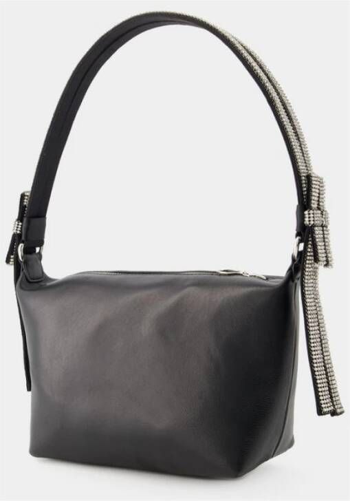 Kara Crossbody bags Double Bow Pouch Leather Black in zwart