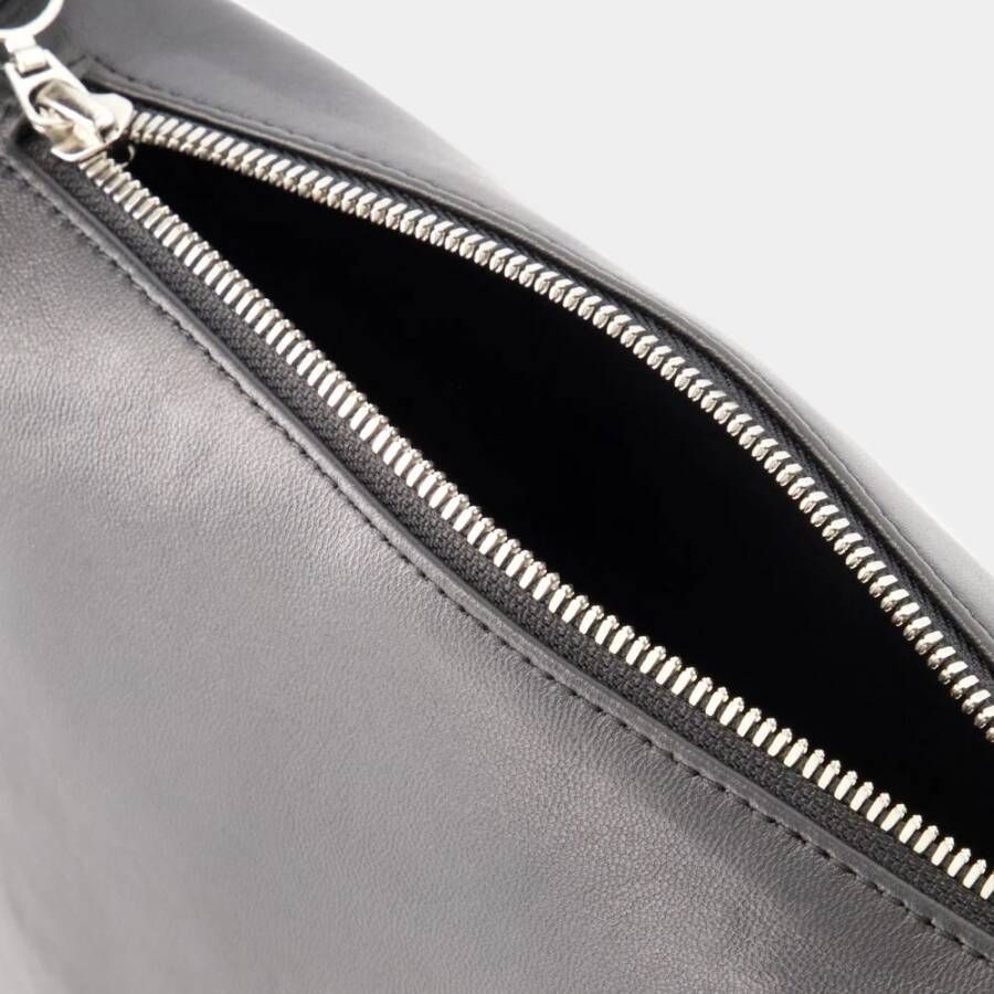 Kara Zwarte Leren Dubbele Strik Pouch Black Dames