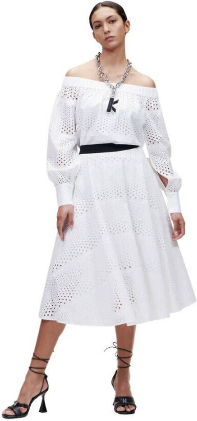 Karl Lagerfeld Broderie Anglaise Skirt Wit Dames