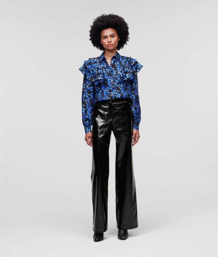 Karl Lagerfeld Faux Patent Leather Pants Zwart Dames