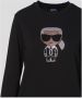 Karl Lagerfeld Ikonik Rhinestones Sweatshirt 210W1822 999 Zwart Dames - Thumbnail 5