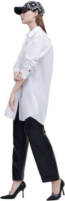Karl Lagerfeld Maxi -shirt met kralenlogo op de achterkant Wit Dames