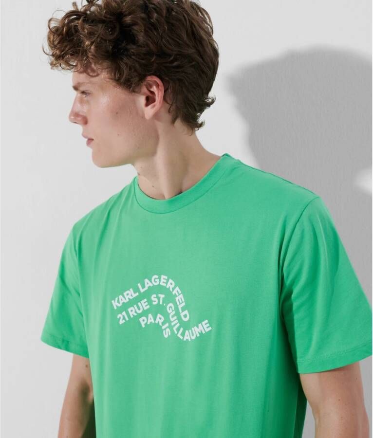 Karl Lagerfeld Beachwear Top Wave Logo Relaxed T-Shirt Groen Heren