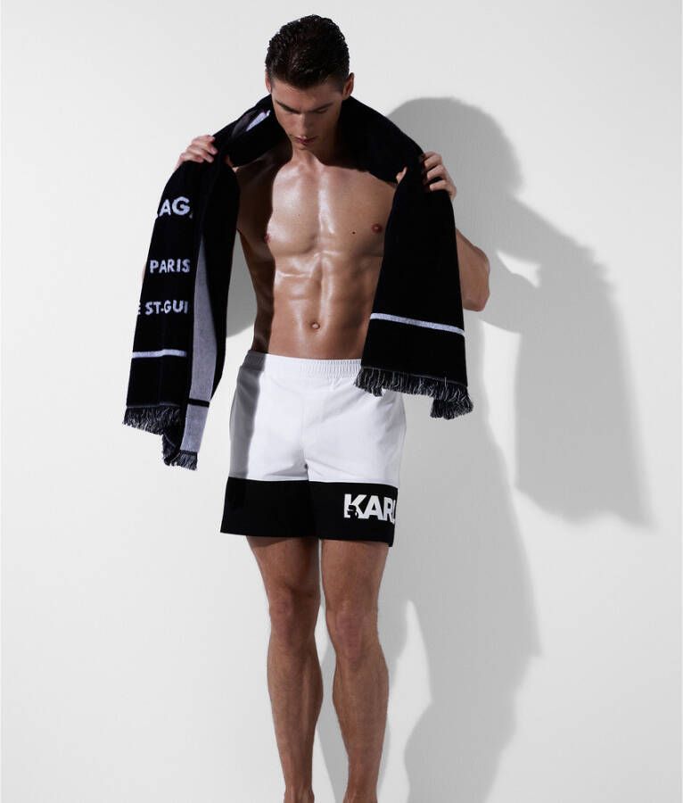 Karl Lagerfeld Swimwear Bottom Colour Block Boardshorts Wit Heren