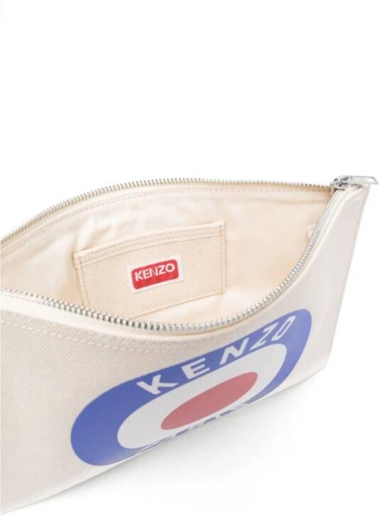 Kenzo Target Canvas Clutch Tas voor Vrouwen Wit Dames