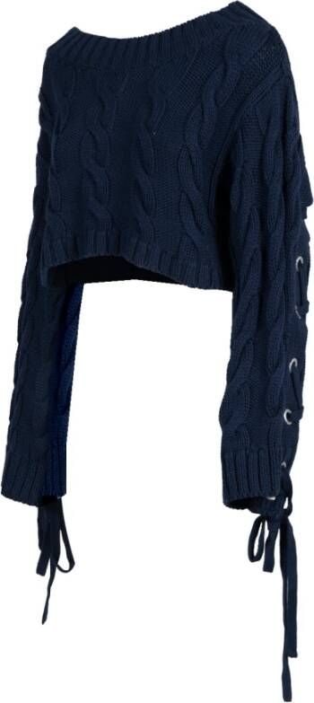 Kenzo Cable Lace Up Jumper Blauw Dames