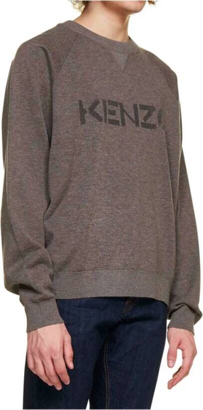 Kenzo Heren Wolmix Sweater met Logo Bruin Heren