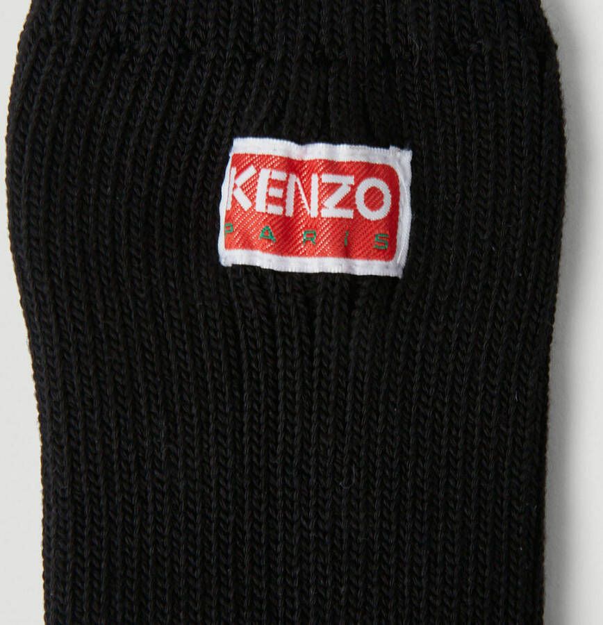 Kenzo Logo Patch Sokken Geribbelde Gebreide Weefsel Zwart Dames