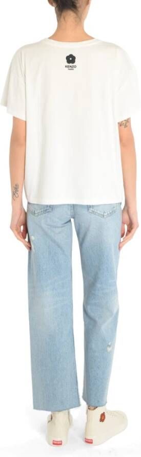 Kenzo Olifant Print Katoenen T-Shirt voor Dames Wit Dames