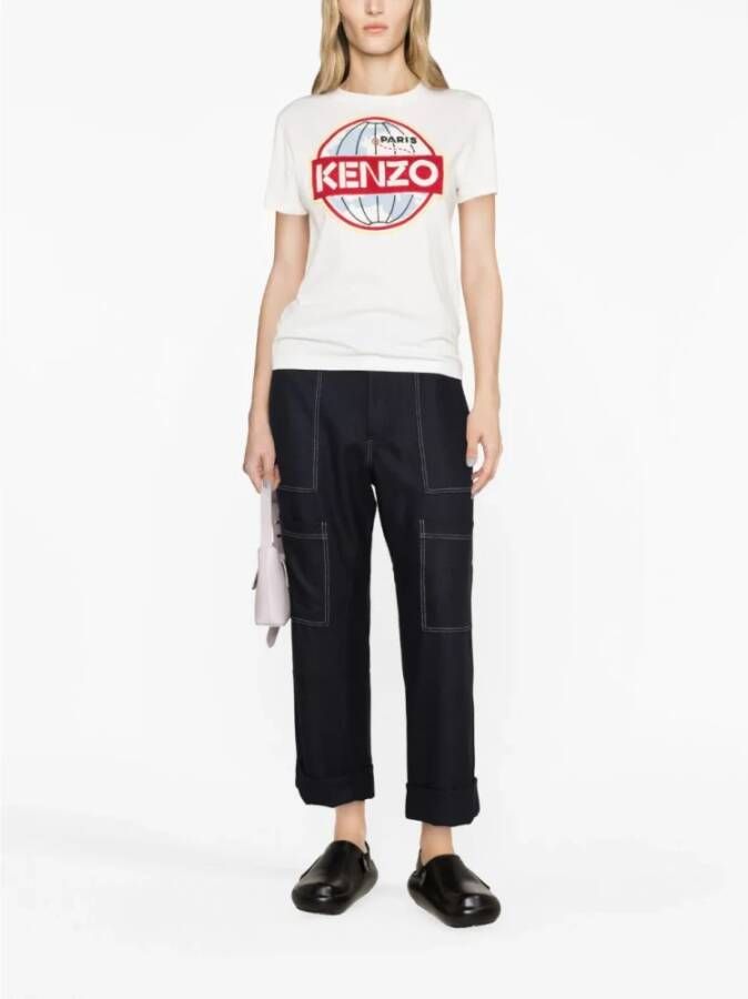 Kenzo Witte T-shirts en Polos met Geborduurd Insigne Wit Dames