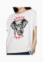 Kenzo Olifant Print Katoenen T-Shirt voor Dames Wit Dames - Thumbnail 12