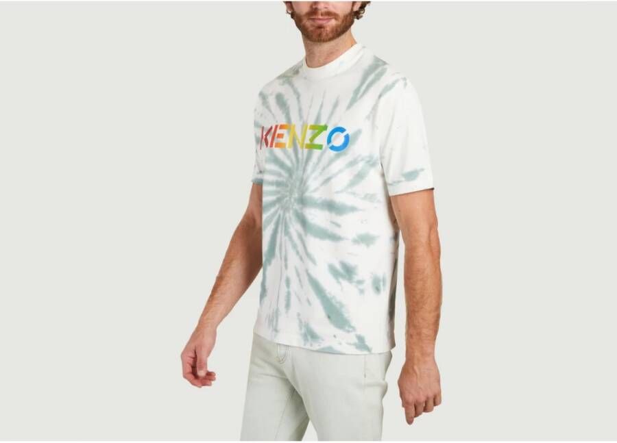 Kenzo Regenboog Logo Relaxte Fit T-Shirt Wit Heren