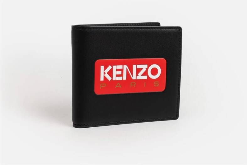 Kenzo Zwarte portemonnee met geborduurd logo Zwart Heren