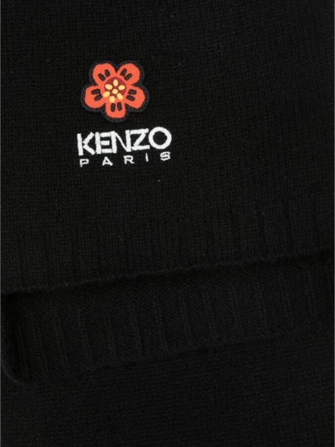 Kenzo Boke Flower Wollen Sjaal Zwart Unisex