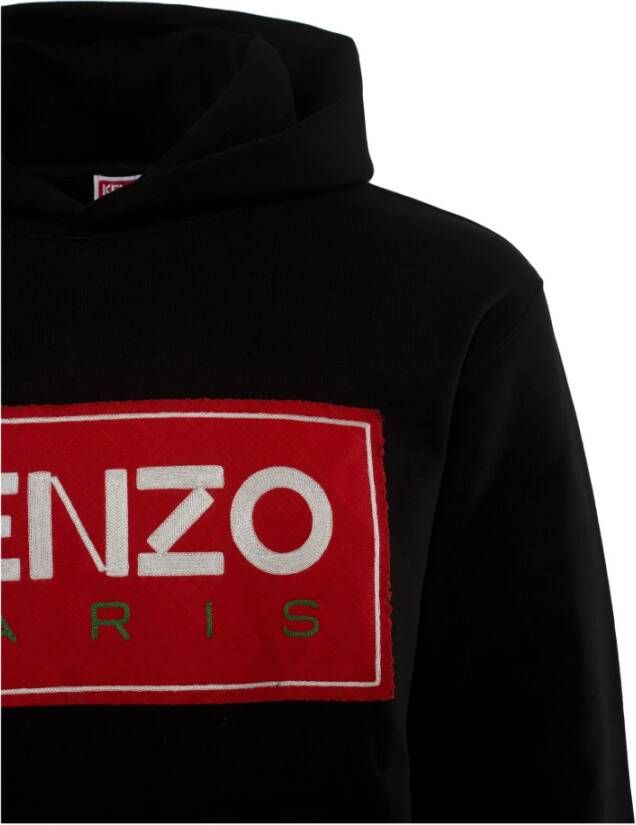 Kenzo Zwarte Logo-Patch Hoodie Zwart Heren