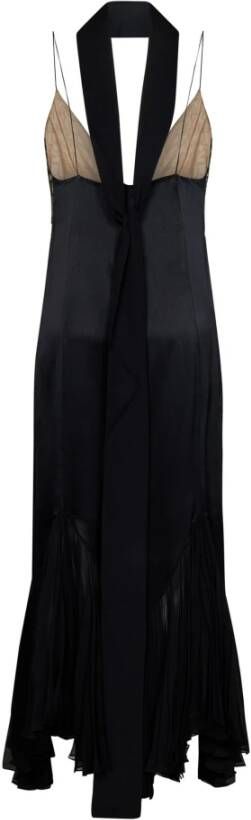 Khaite Zwarte zijden jurk met Chantilly kanten lijfje Zwart Dames