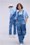 Kickers Dungarees Blauw Unisex - Thumbnail 2